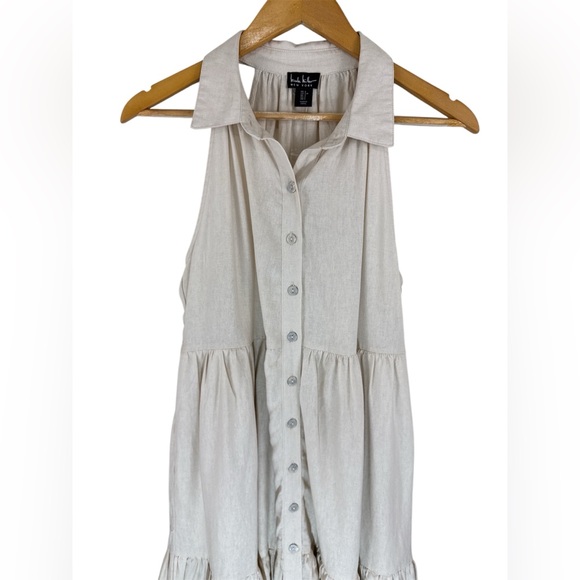 Nicole Miller Tiered Midi Dress Linen Sleeveless Button-Front Lagenlook Sz S - Picture 4 of 10
